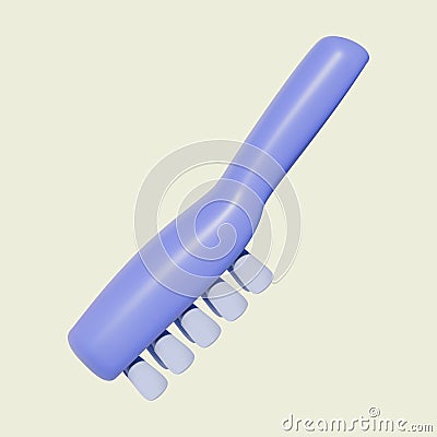 3D icon blue cleaning brush isolated on a white background. Vector Illustration