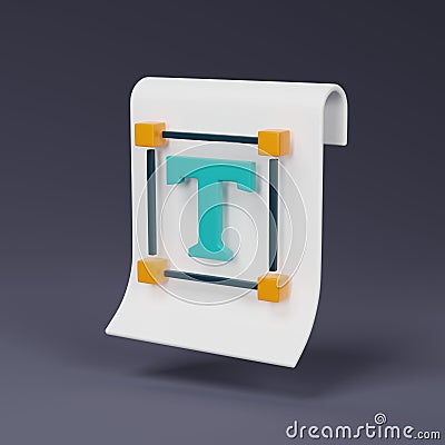 3D Icon of Text File Icon for Digital Design. 3D Render Cartoon Illustration