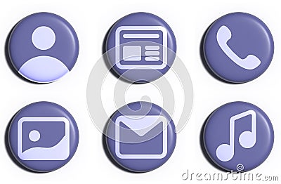 3d icons for a social network or website. My profile, news, calls, gallery, messages, music Vector Illustration