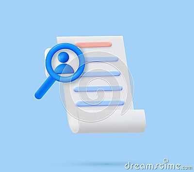 3D Id card with magnifying glass Vector Illustration