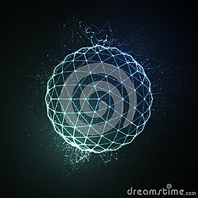 3D illuminated sphere of glowing particles Vector Illustration