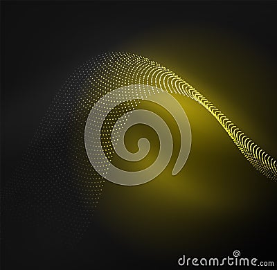 3D illuminated wave of glowing particles Vector Illustration