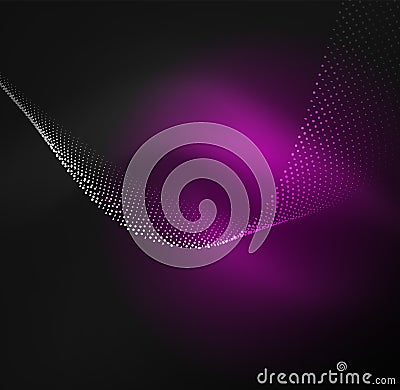 3D illuminated wave of glowing particles Vector Illustration