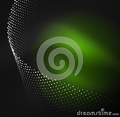 3D illuminated wave of glowing particles Vector Illustration