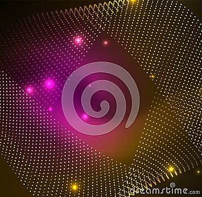 3D illuminated wave of glowing particles Vector Illustration