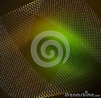 3D illuminated wave of glowing particles Vector Illustration