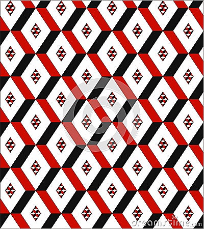3D illusion optical inside white square into geometric pattern Stock Photo