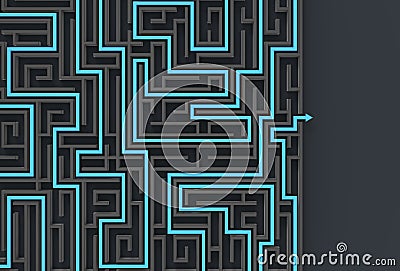 3d illusrated maze isolated on dark background. 3D illustrating Stock Photo