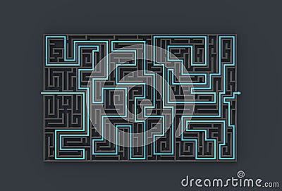 3d illusrated maze isolated on dark background. 3D illustrating Stock Photo