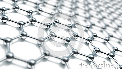 3d illusrtation of graphene molecules. Nanotechnology background illustration. Cartoon Illustration