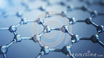 3d illusrtation of graphene molecules. Nanotechnology background illustration. Cartoon Illustration