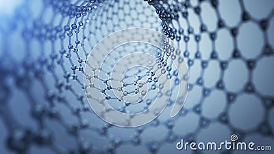 3d illusrtation of graphene molecules. Nanotechnology background illustration. Cartoon Illustration