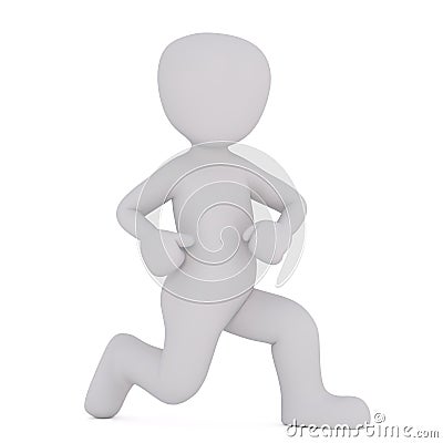 3D illustrated man performs exercise lunge Stock Photo