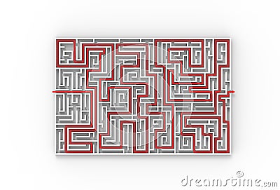 3d illustrated maze isolated on white background. 3D illustrating Stock Photo