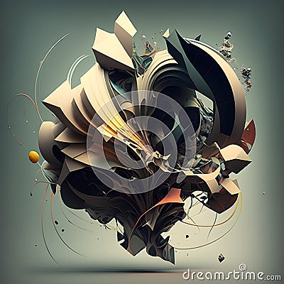 3d illustration of abstract geometric composition,digital artwork for creative graphic design Cartoon Illustration