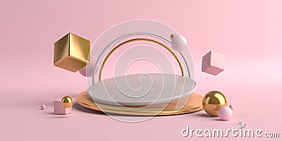 3d-illustration abstract geometric shapes scene minimal, design for cosmetic or product display podium Stock Photo