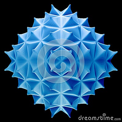 3d illustration of abstract highly detailed geometric blue object Cartoon Illustration