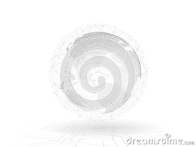 3D Illustration of Abstract innovation communication connection lines around planet earth. Stock Photo