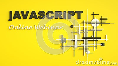 3D illustration of advertising signboard of Javascript online webinar. Coding. Copy space. Concept of Javascript programming Cartoon Illustration