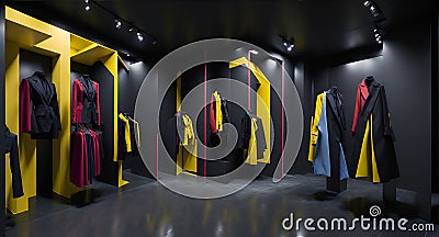 A room filled with lots of different colored clothes created with Generative AI technology Stock Photo