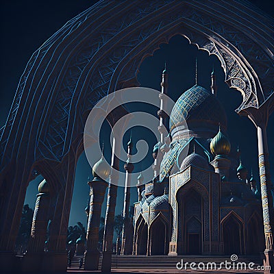 Ai generated a grand architecture with intricate arches and domes Stock Photo