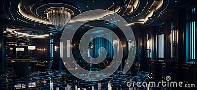 Ai generated a grand and elegant ballroom adorned with a sparkling chandelier and luxurious seating Stock Photo