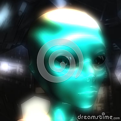 3D Illustration of an Alien Head Stock Photo