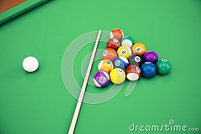 3D illustration American pool snooker balls background. American Billiard. Close up Billiard balls. Bar game. Billiard Cartoon Illustration