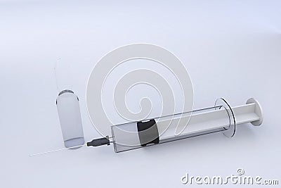 3D Illustration ampoule accompanied by a syringe Stock Photo