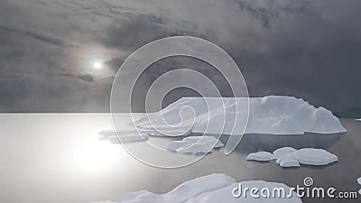 Arctic winter landscape at global warming problem. Desert white land of snow and ice Cartoon Illustration