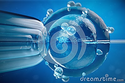 3d illustration artificial insemination, fertilisation, Injecting sperm into egg cell. Assisted reproductive treatment. Cartoon Illustration