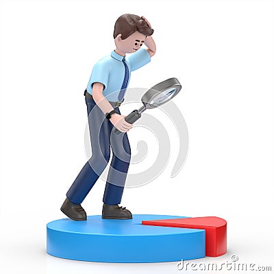 3D illustration of Asian man Felix stand on Tax chart.3D rendering on white background Cartoon Illustration