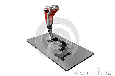 3d illustration of automatic gearbox selector Cartoon Illustration