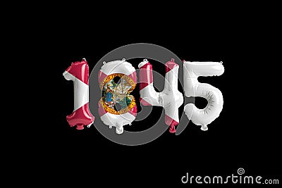 3d illustration of 1845 balloon with florida flag colors isolated on black background Cartoon Illustration