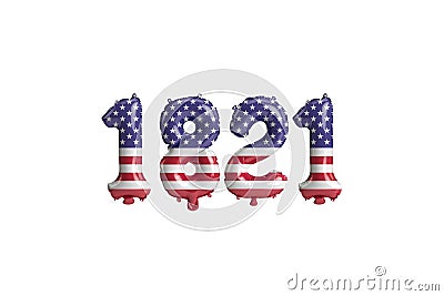 3d illustration of 1821 balloon with USA flag colors isolated on white background Cartoon Illustration
