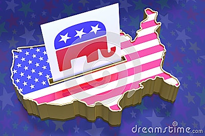 3D Illustration Ballot box in shape of USA map with USA flag sup Editorial Stock Photo