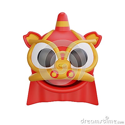 3D illustration of Barongsai icon Chinese New Year design Cartoon Illustration