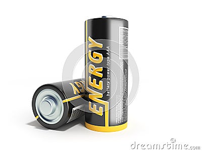 3D Illustration Batteries Image with clipping path on white Stock Photo