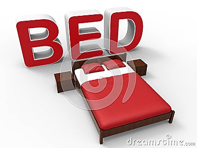 3D illustration of a bed Cartoon Illustration