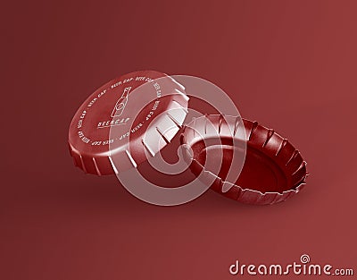 3D Illustration. Beer bottle caps Stock Photo