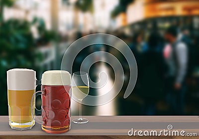 3D illustration of drinks glasses and people Cartoon Illustration