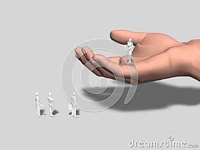 3D illustration of big hands Cartoon Illustration