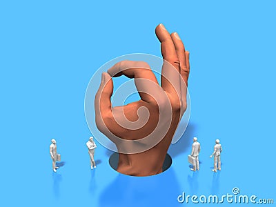 3D illustration of big hands Cartoon Illustration