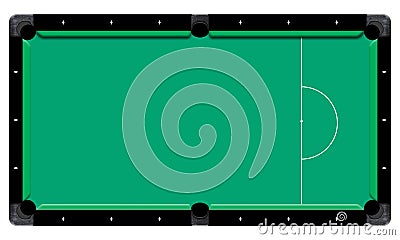 3D illustration billiard table, top view white backgrou. Cartoon Illustration