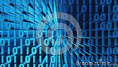 3D illustration of Binary digital code abstract background. Cartoon Illustration