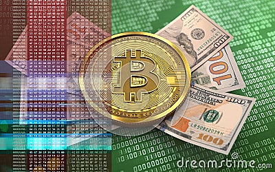 3d bitcoin banknotes Cartoon Illustration
