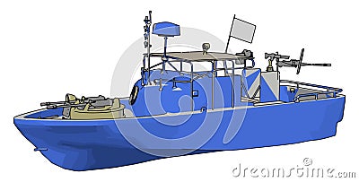 3D illustration of a blue army ship vector illustration Vector Illustration
