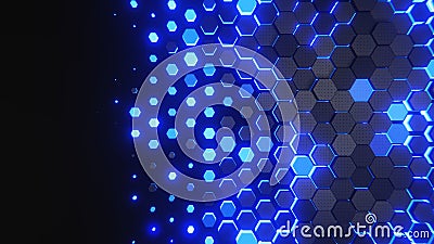3D Illustration. Blue geometric hexagonal abstract background. Futuristic and technology concept. Stock Photo