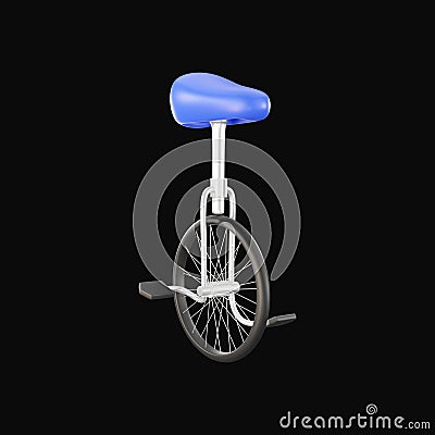 3D Illustration Of Blue Unicycle Over Black Stock Photo