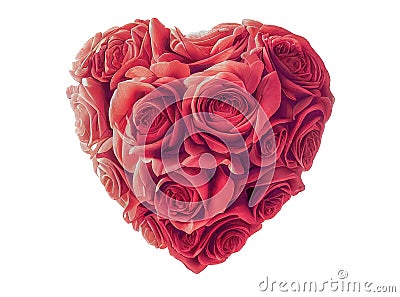 2D illustration bouquet of heart of rose flowers on the white Cartoon Illustration